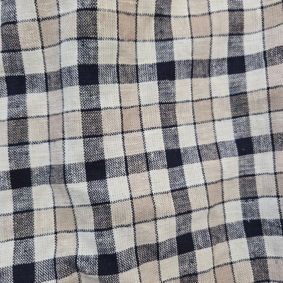 Y2K Vintage Cream Navy Plaid Linen Blend Satin Contrast Blazer Jacket Size 18 - Picture 8 of 11